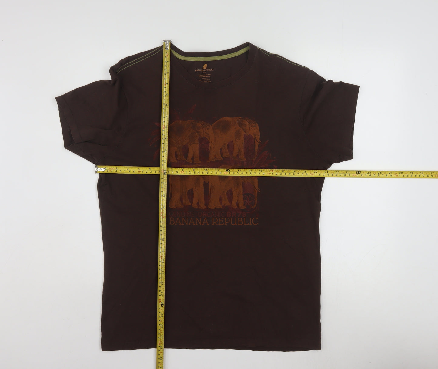 Banana Republic Men's Brown Elephant Graphic Organic Cotton T-Shirt M