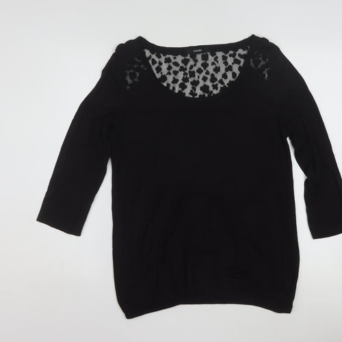 George Women's Black Lace Detail Blouse UK 14 3/4 Sleeve