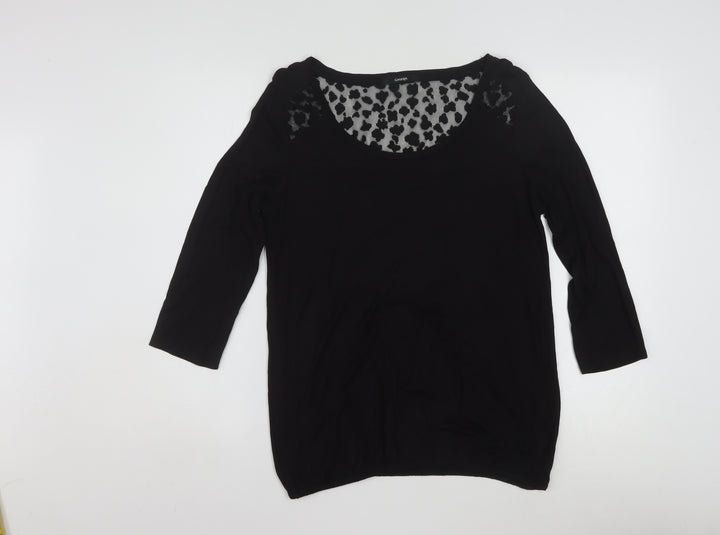 George Women's Black Lace Detail Blouse UK 14 3/4 Sleeve