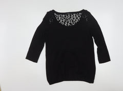 George Women's Black Lace Detail Blouse UK 14 3/4 Sleeve