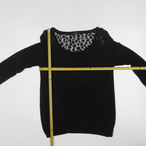 George Women's Black Lace Detail Blouse UK 14 3/4 Sleeve