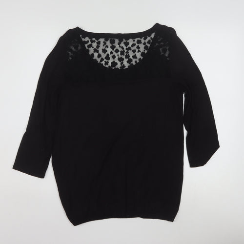 George Women's Black Lace Detail Blouse UK 14 3/4 Sleeve