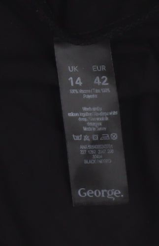 George Women's Black Lace Detail Blouse UK 14 3/4 Sleeve