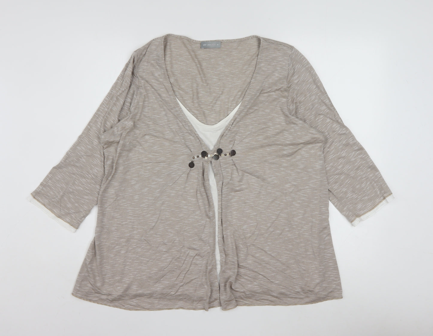 Marks and Spencer Per Una Women's Beige Striped Tunic Blouse Size 18