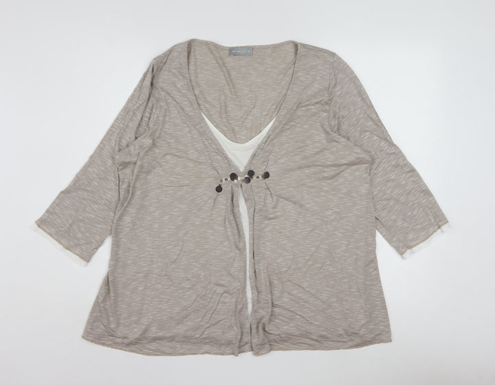 Marks and Spencer Per Una Women's Beige Striped Tunic Blouse Size 18