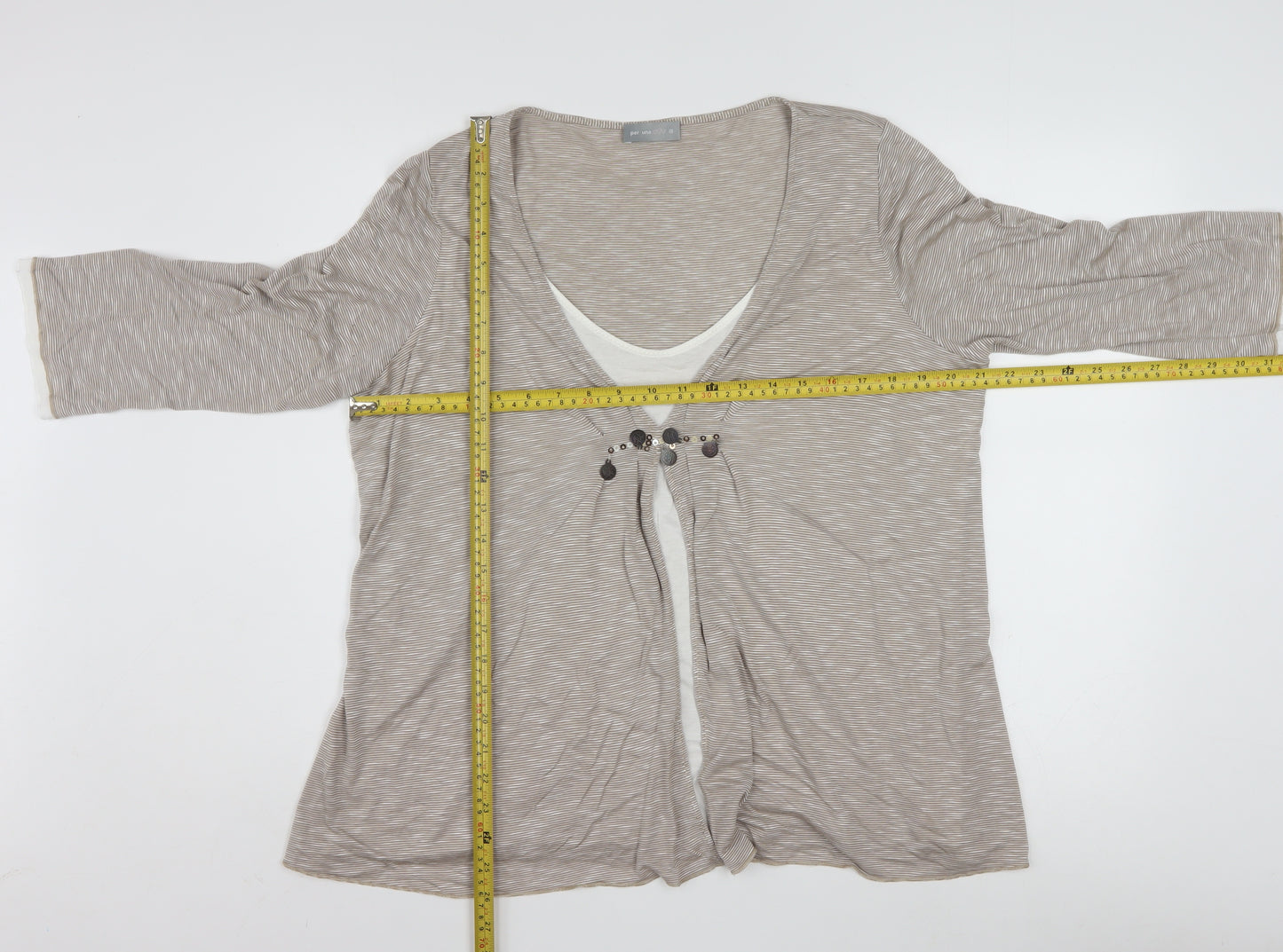 Marks and Spencer Per Una Women's Beige Striped Tunic Blouse Size 18