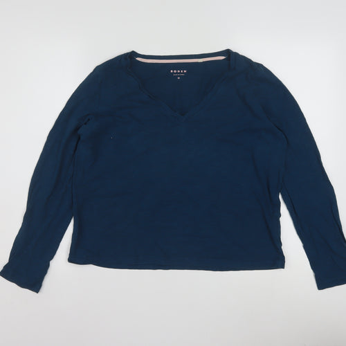 Boden Womens Blue V-Neck Long Sleeve Cotton Jersey Top Size M