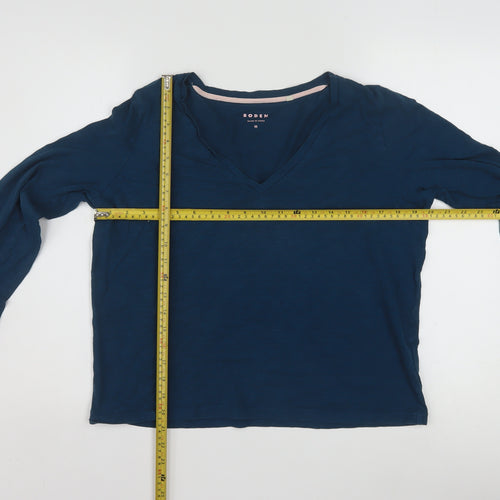 Boden Womens Blue V-Neck Long Sleeve Cotton Jersey Top Size M