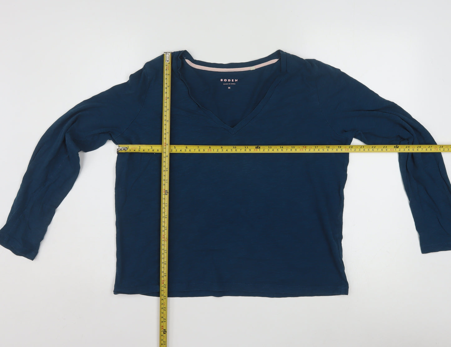 Boden Womens Blue V-Neck Long Sleeve Cotton Jersey Top Size M