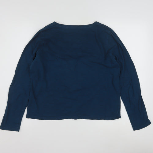 Boden Womens Blue V-Neck Long Sleeve Cotton Jersey Top Size M