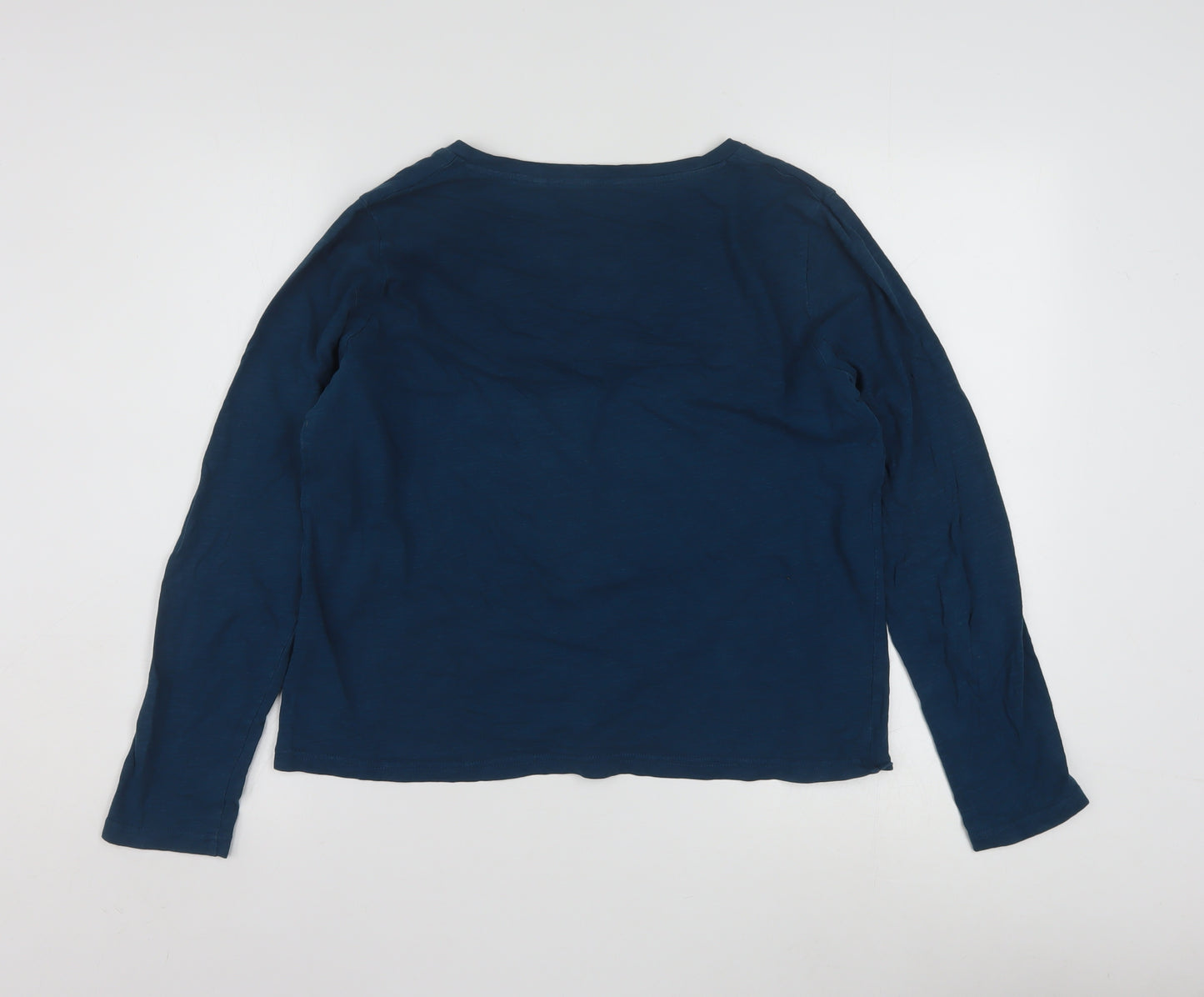Boden Womens Blue V-Neck Long Sleeve Cotton Jersey Top Size M