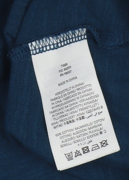 Boden Womens Blue V-Neck Long Sleeve Cotton Jersey Top Size M