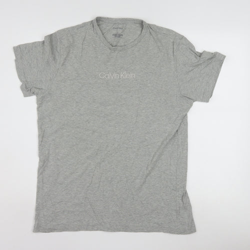 Calvin Klein Men's Grey Crew Neck Cotton Blend T-Shirt M