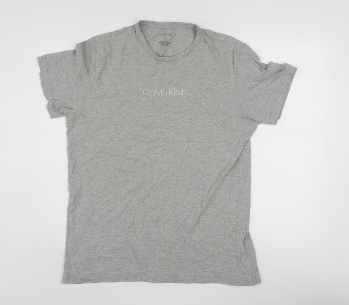 Calvin Klein Men's Grey Crew Neck Cotton Blend T-Shirt M