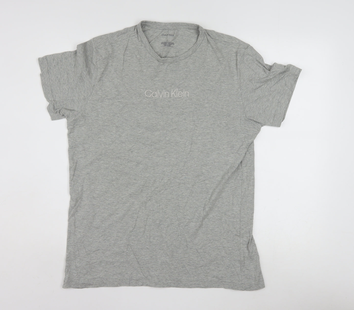 Calvin Klein Men's Grey Crew Neck Cotton Blend T-Shirt M