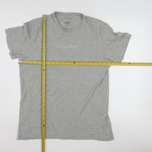 Calvin Klein Men's Grey Crew Neck Cotton Blend T-Shirt M