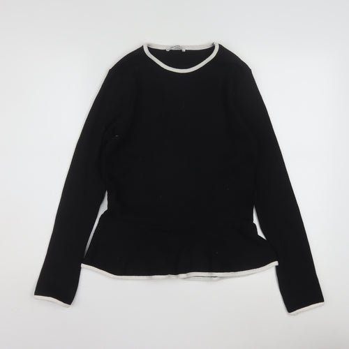 Zara Trafaluc Womens Black Long Sleeve Basic Stretch Top Size 10