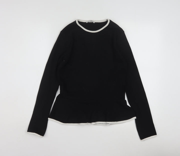 Zara Trafaluc Womens Black Long Sleeve Basic Stretch Top Size 10