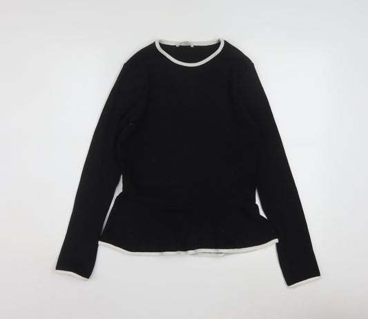 Zara Trafaluc Womens Black Long Sleeve Basic Stretch Top Size 10
