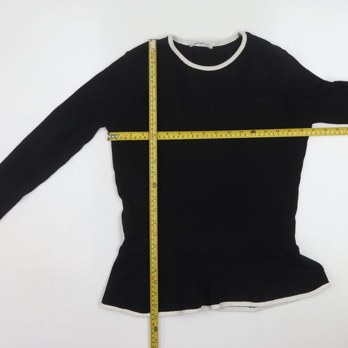 Zara Trafaluc Womens Black Long Sleeve Basic Stretch Top Size 10