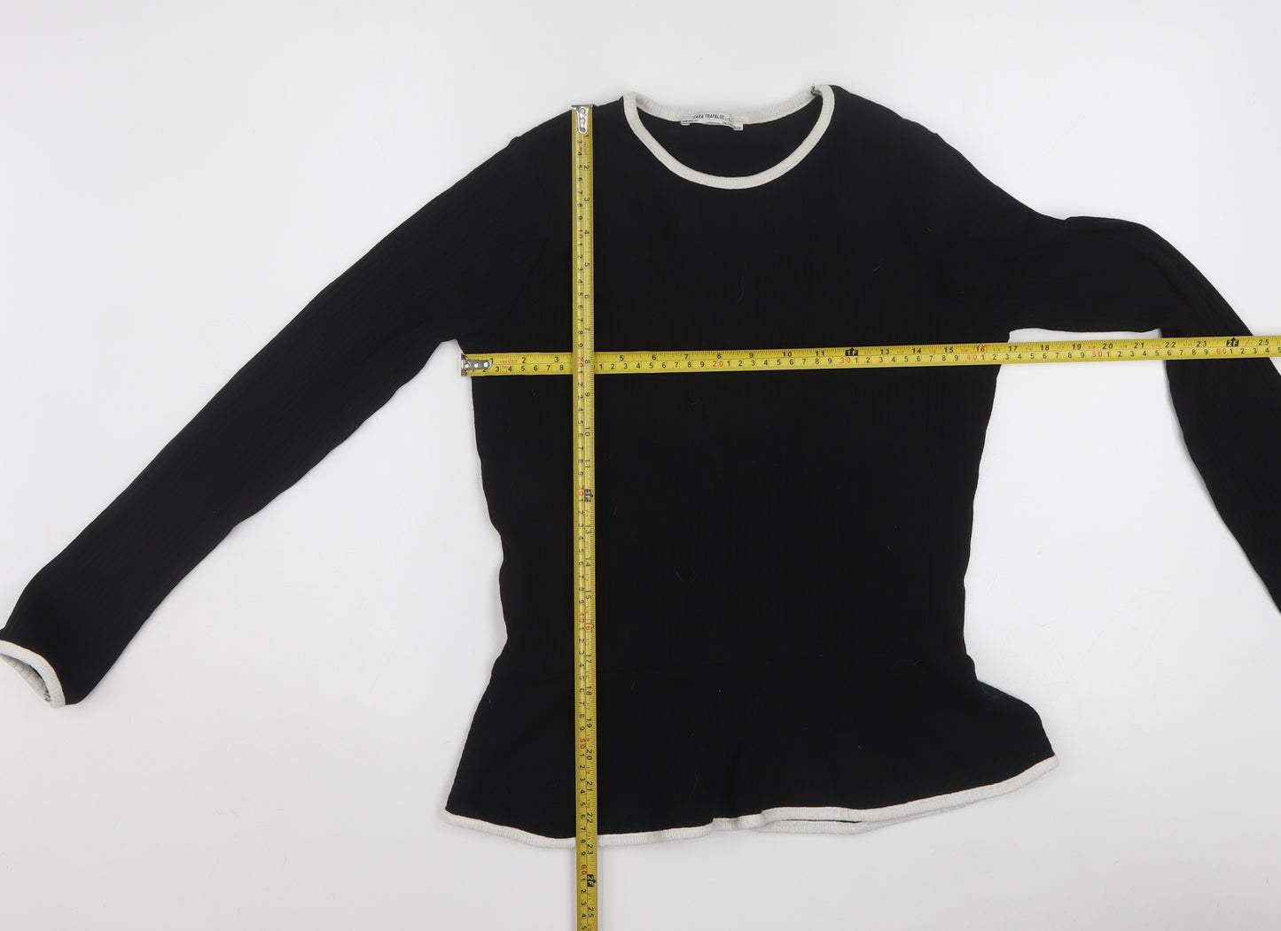 Zara Trafaluc Womens Black Long Sleeve Basic Stretch Top Size 10