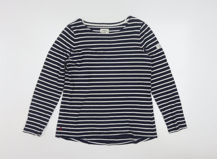 Joules Women Blue Striped Cotton Long Sleeve Nautical T-Shirt UK 12