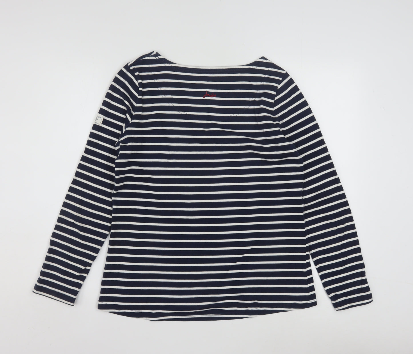 Joules Women Blue Striped Cotton Long Sleeve Nautical T-Shirt UK 12