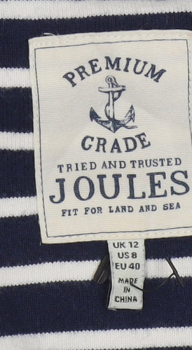 Joules Women Blue Striped Cotton Long Sleeve Nautical T-Shirt UK 12