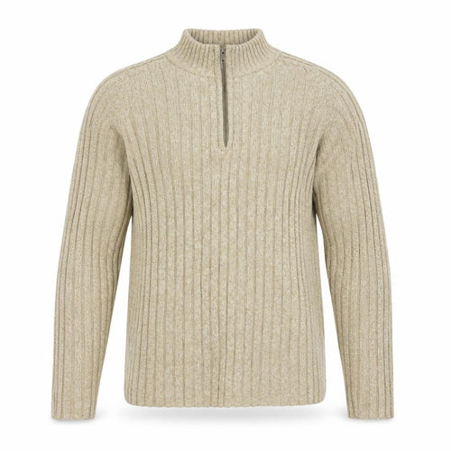 Faded Glory Men’s Beige XL 1/4 Zip Mock Neck Chunky Knit Jumper