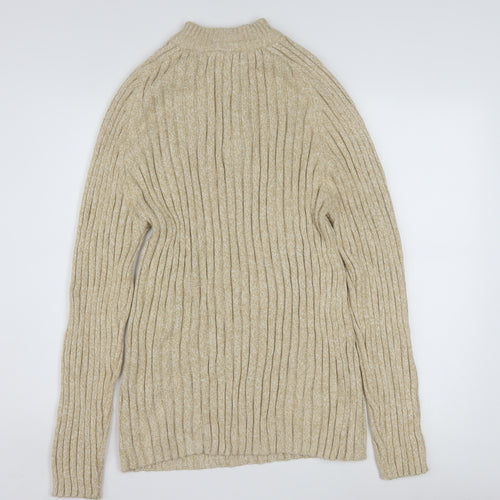 Faded Glory Men’s Beige XL 1/4 Zip Mock Neck Chunky Knit Jumper