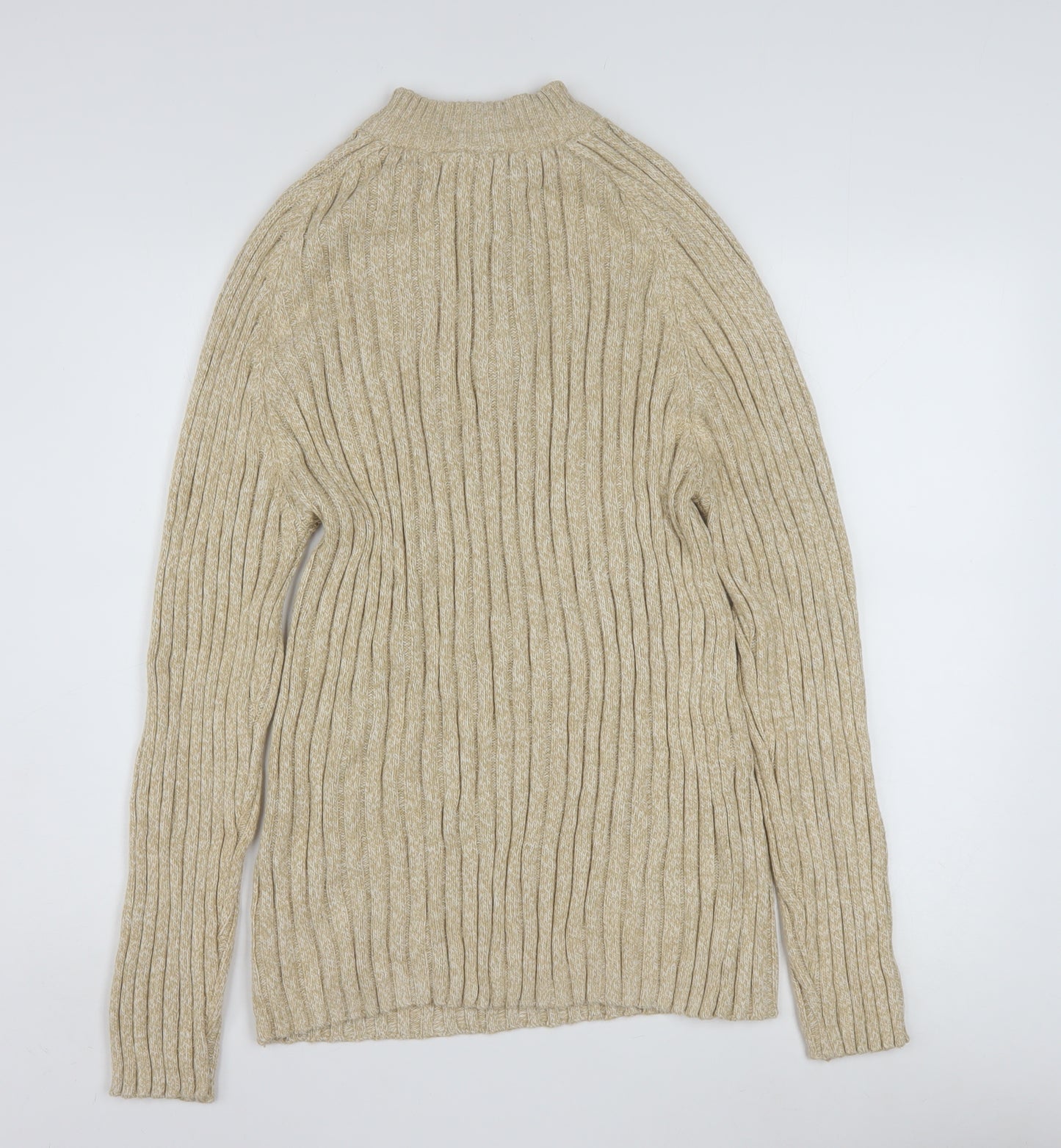 Faded Glory Men’s Beige XL 1/4 Zip Mock Neck Chunky Knit Jumper