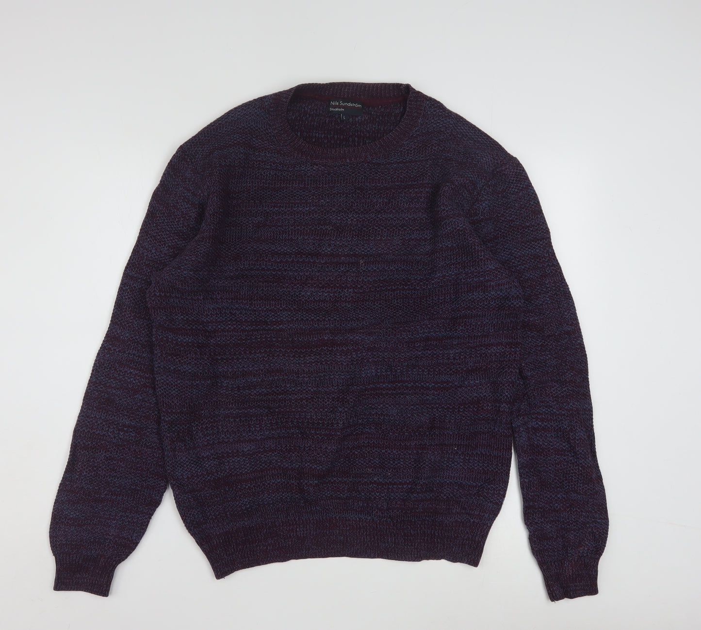 Nils Sundström Men’s Purple Cotton Knit Crew Neck Jumper L