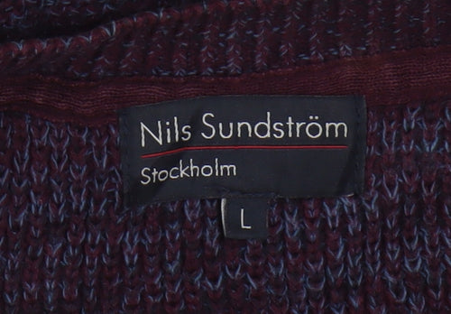 Nils Sundström Men’s Purple Cotton Knit Crew Neck Jumper L