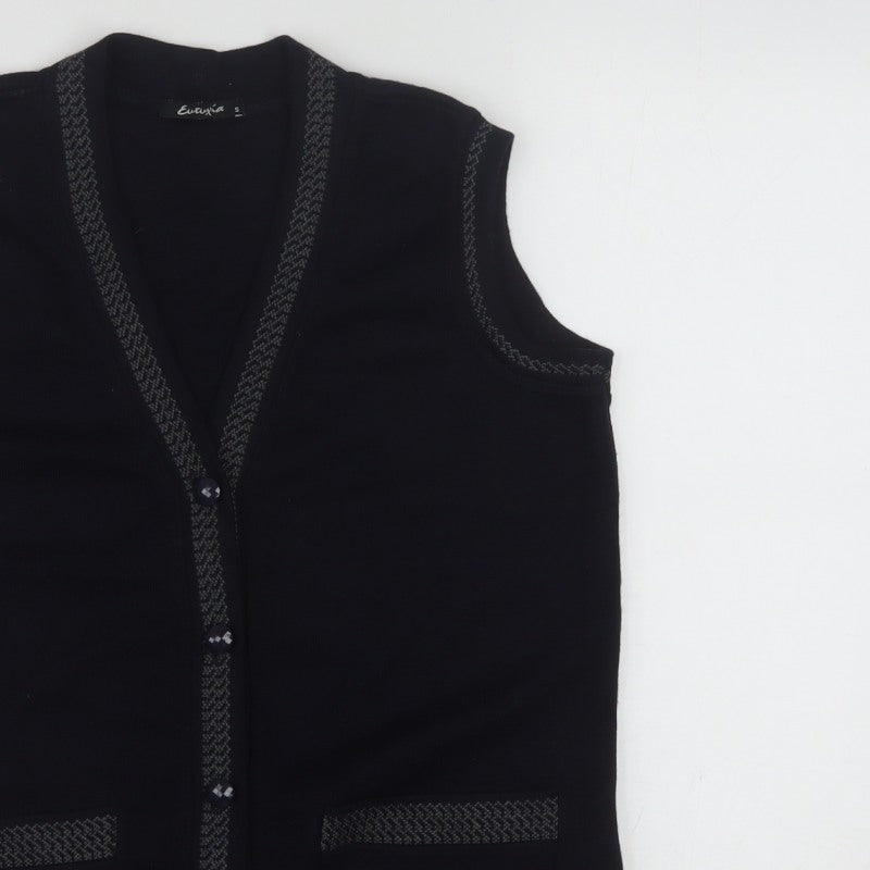 Eutuxia Men's Black Sleeveless Knit Vest Jumper S Classic