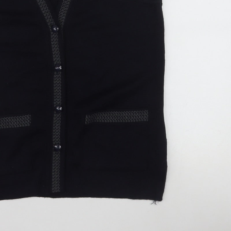 Eutuxia Men's Black Sleeveless Knit Vest Jumper S Classic