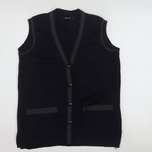 Eutuxia Men's Black Sleeveless Knit Vest Jumper S Classic