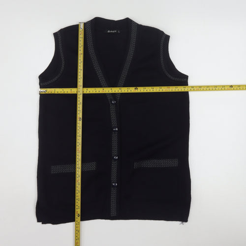 Eutuxia Men's Black Sleeveless Knit Vest Jumper S Classic