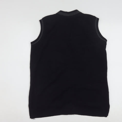 Eutuxia Men's Black Sleeveless Knit Vest Jumper S Classic