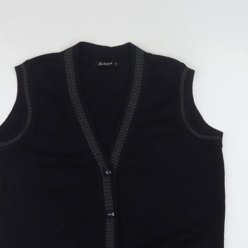 Eutuxia Men's Black Sleeveless Knit Vest Jumper S Classic