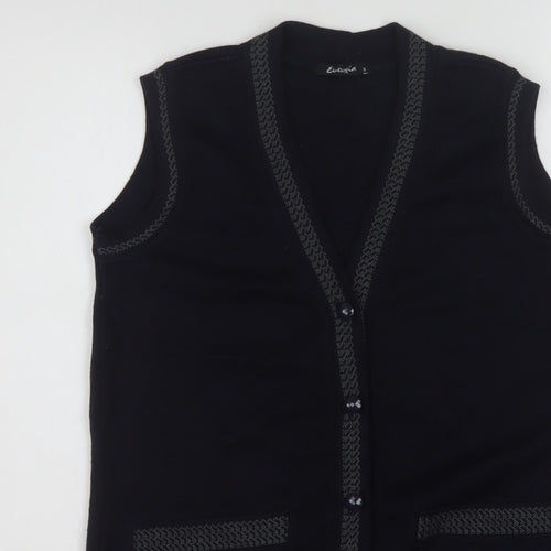 Eutuxia Men's Black Sleeveless Knit Vest Jumper S Classic