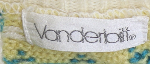 Vanderbilt Men's Ivory Fair Isle Wool Blend Button Cardigan M