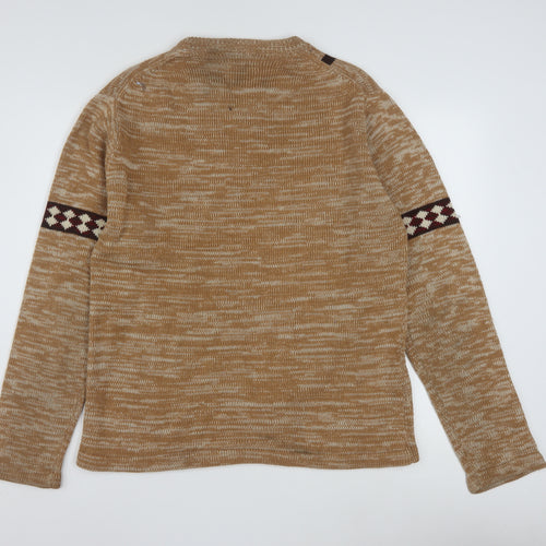 The Broadway Men's Beige Geometric Acrylic Knit Jumper L