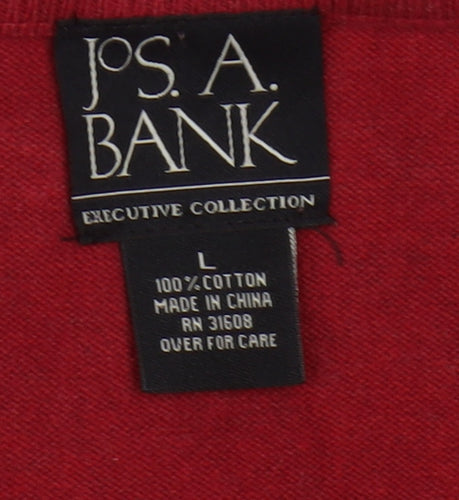 Jos. A. Bank Men’s Red Argyle V-Neck Cotton Jumper Size L