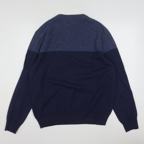 Calvin Klein Men's Blue Merino Wool Crew Neck Jumper L