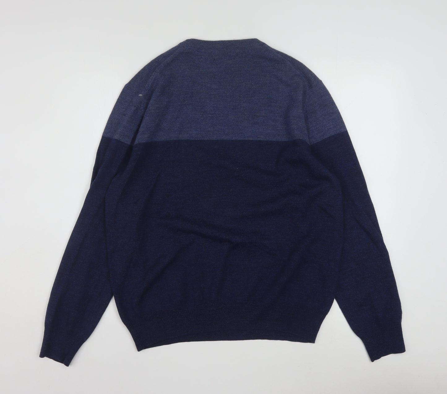 Calvin Klein Men's Blue Merino Wool Crew Neck Jumper L