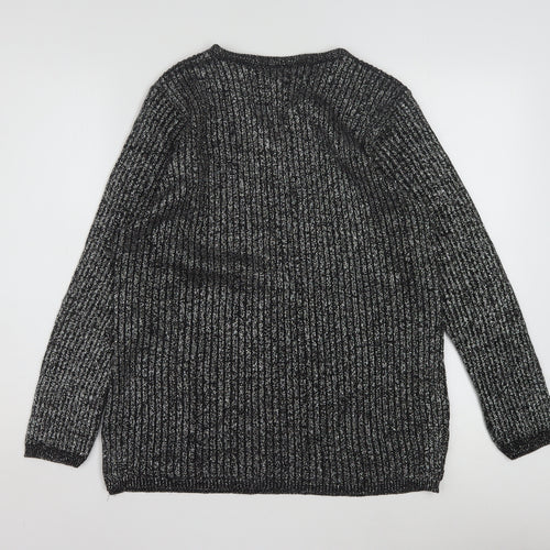 Norton McNaughton Petite Women's Black Metallic V-Neck Knit Jumper S