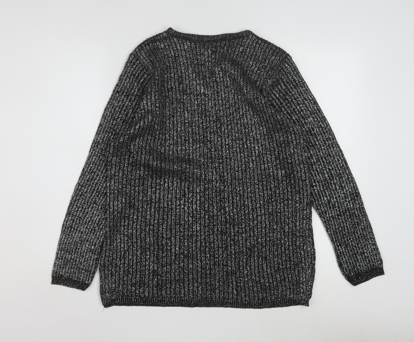 Norton McNaughton Petite Women's Black Metallic V-Neck Knit Jumper S