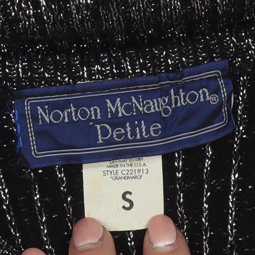 Norton McNaughton Petite Women's Black Metallic V-Neck Knit Jumper S
