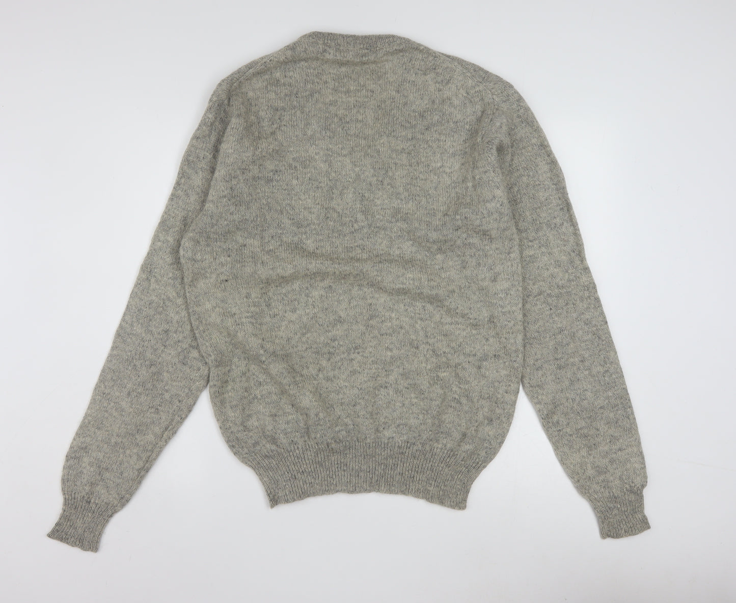 Friendship Men's Grey Wool V-Neck Geometric Pullover Jumper L