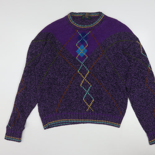 Colours by Alexander Julian Men's Purple Argyle Knit Jumper L
